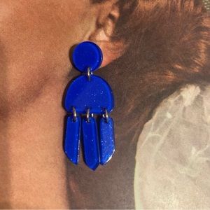 Royal Blue‎ Glitter Boho Contemporary Dangle Earrings Retro